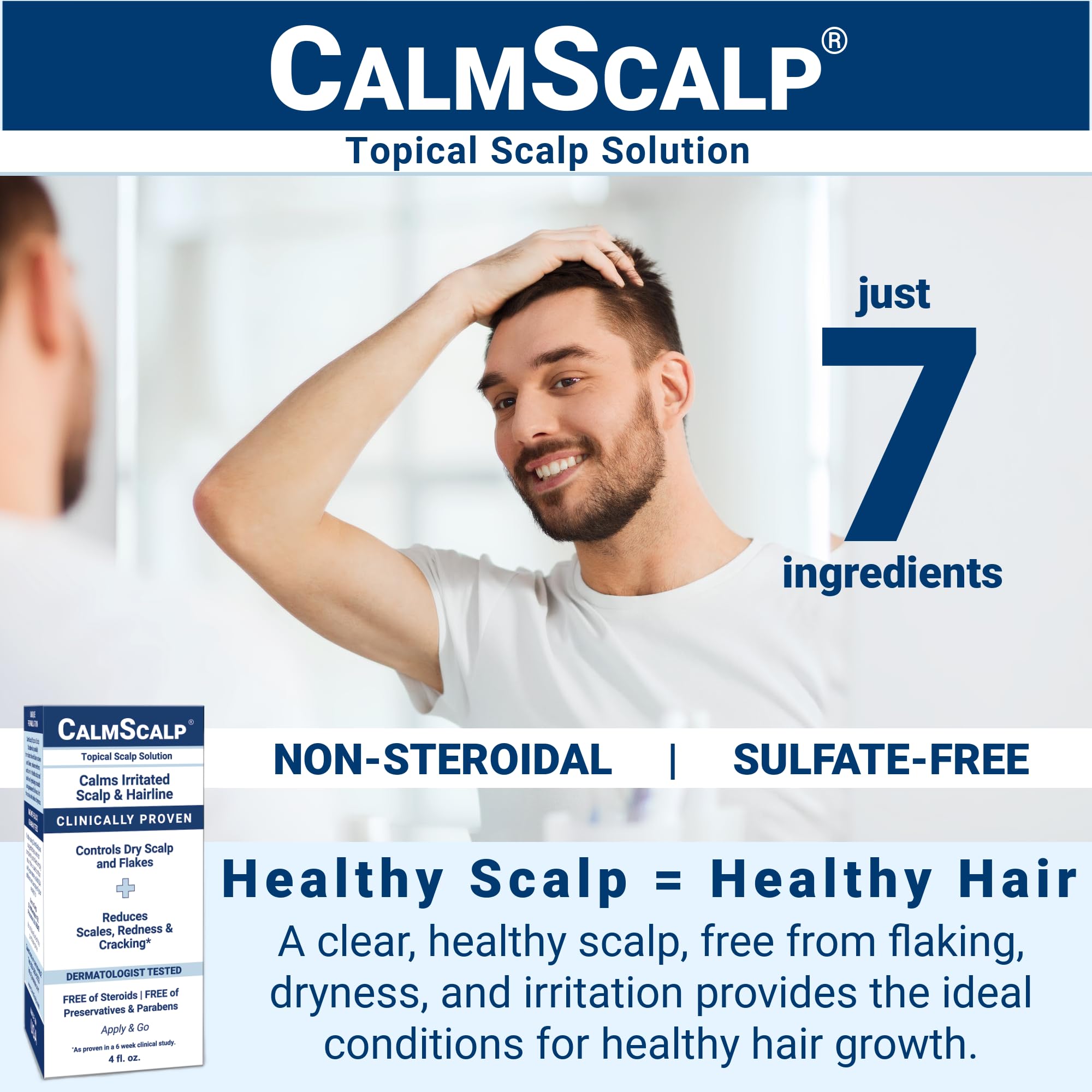 CalmScalp daily-use-ritual suggests a simple, steroid-free routine for healthier looking scalp