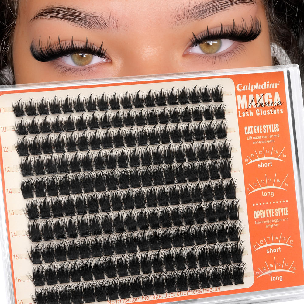 Calphdiar Manga Lash Clusters wispy lashes for a natural flutter.