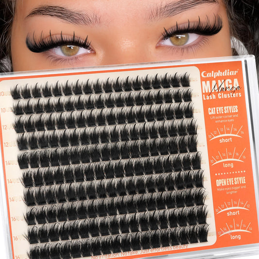 Calphdiar Manga Lash Clusters wispy lashes for a natural flutter.