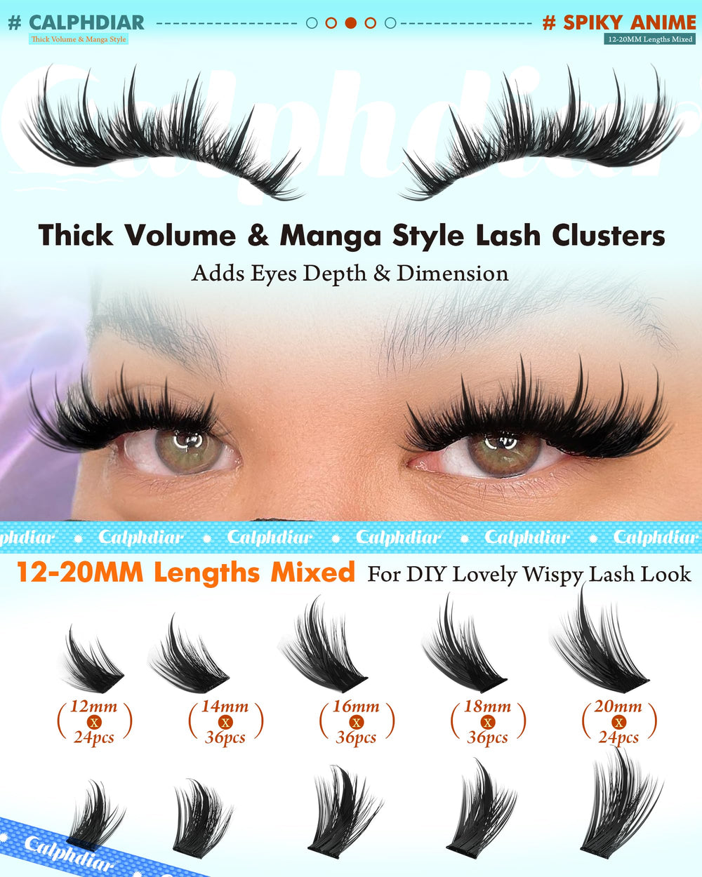 Calphdiar spiky-design 3D fluff adds dimension for wispy finish