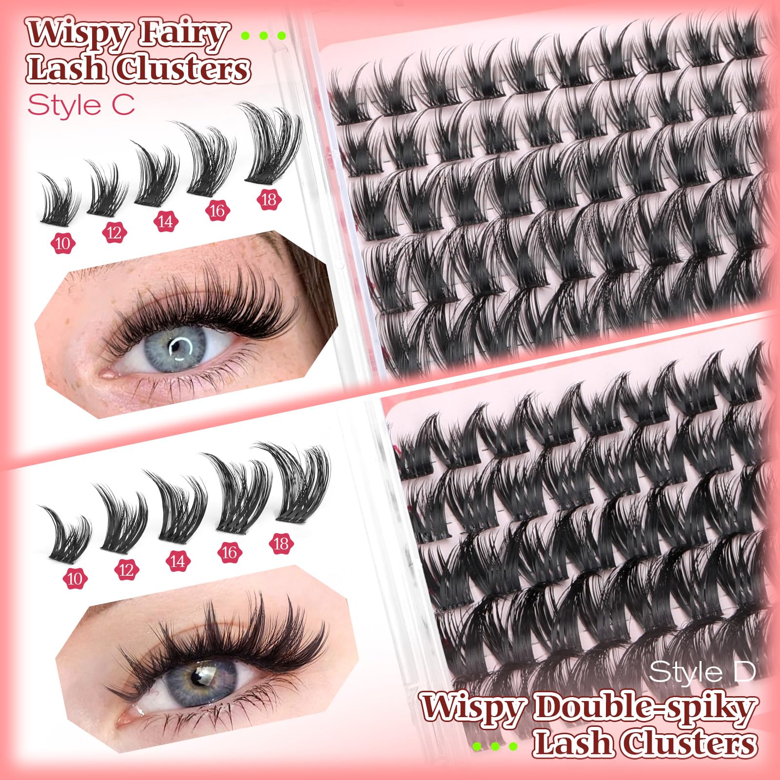 Calphdiar lightweight band on lash clusters for all-day wearability