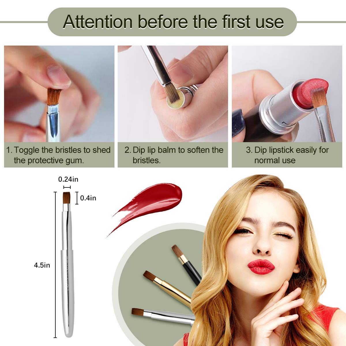 Camdeez Rownyeon lip brush with cap-on-bottom design for safe storage