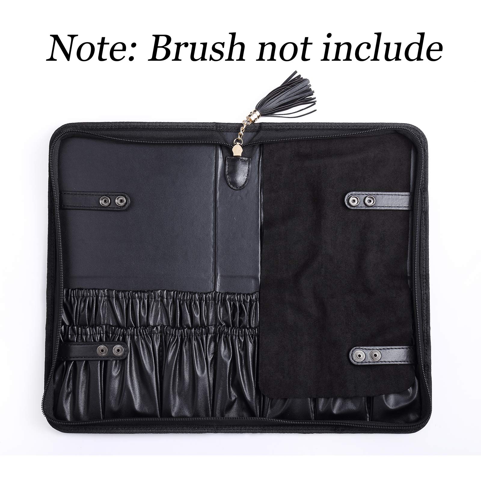 Camdeez Rownyeon interior with brushes shows spacious elastic pockets for up to 40 brushes.