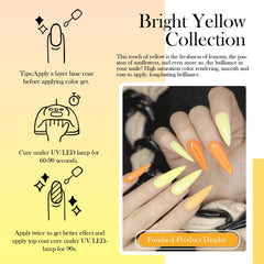 Camila neon yellow gel polish set delivers long-lasting color.