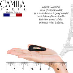 Camila Paris AD86/2 tortoise barrette securing a hair section during styling.