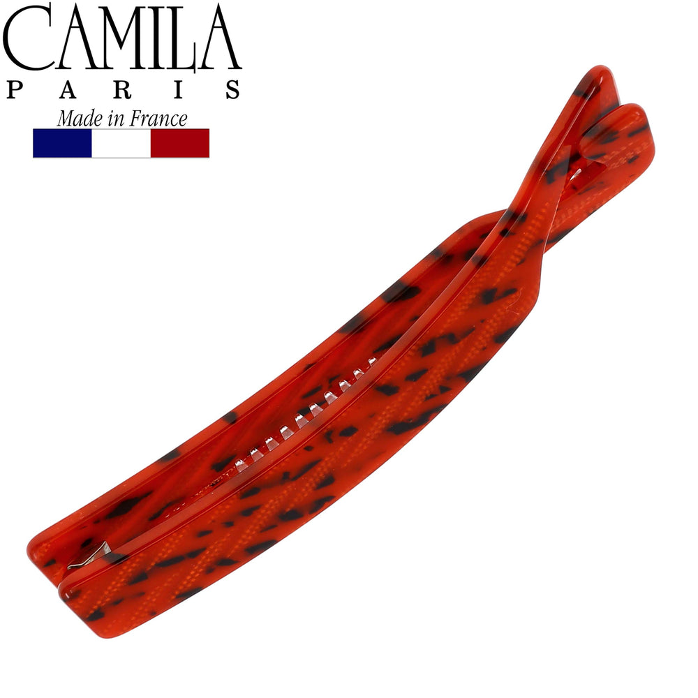 Model wearing Camila Paris CP2510 during a fashion look with red hair accessory