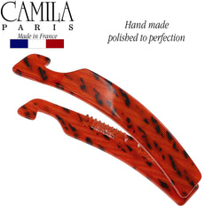 Party-ready Camila Paris CP2510 banana clip adding elegant detail to hairstyle