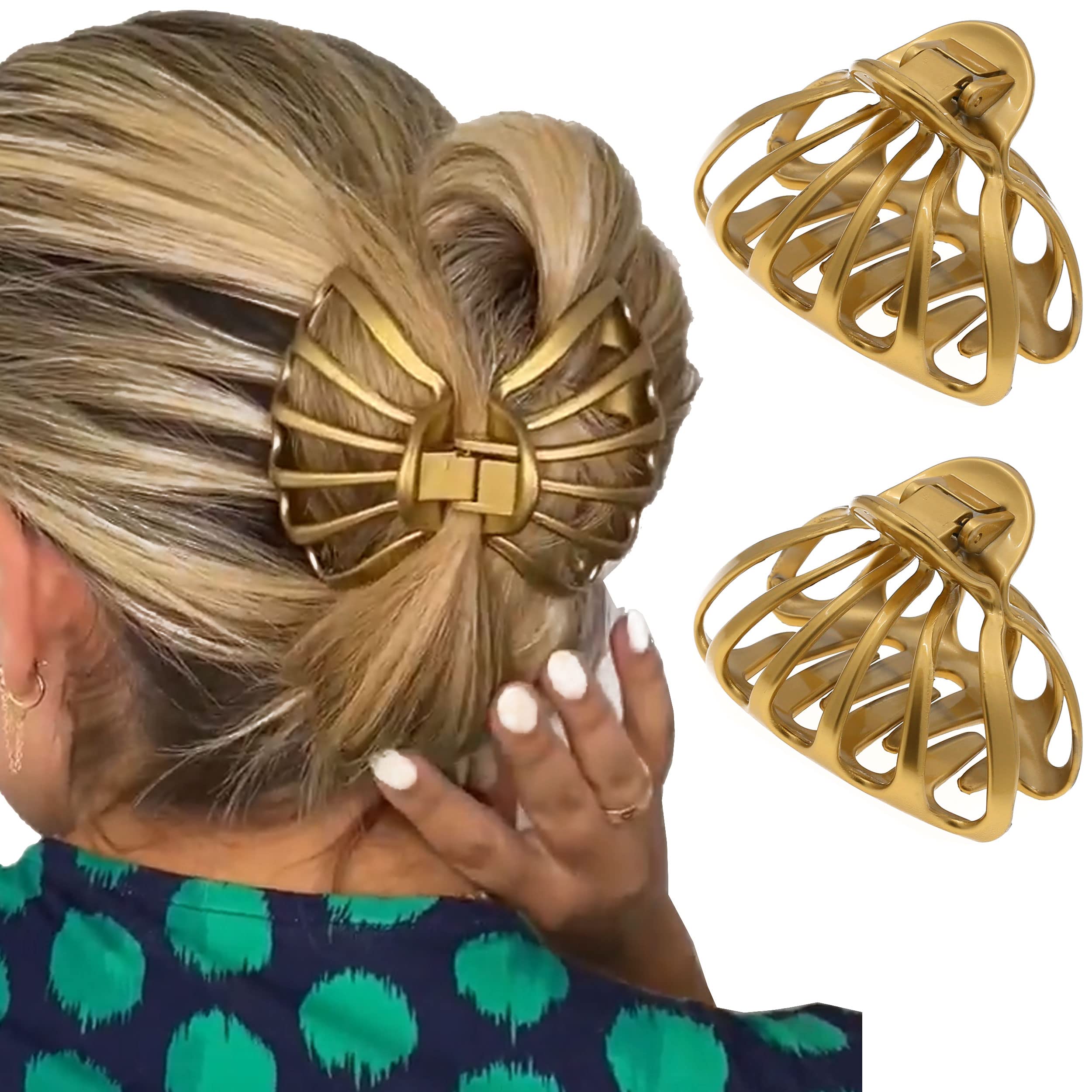 Camila Paris CP3052 3-inch gold octopus clip provides secure grip for thick hair.
