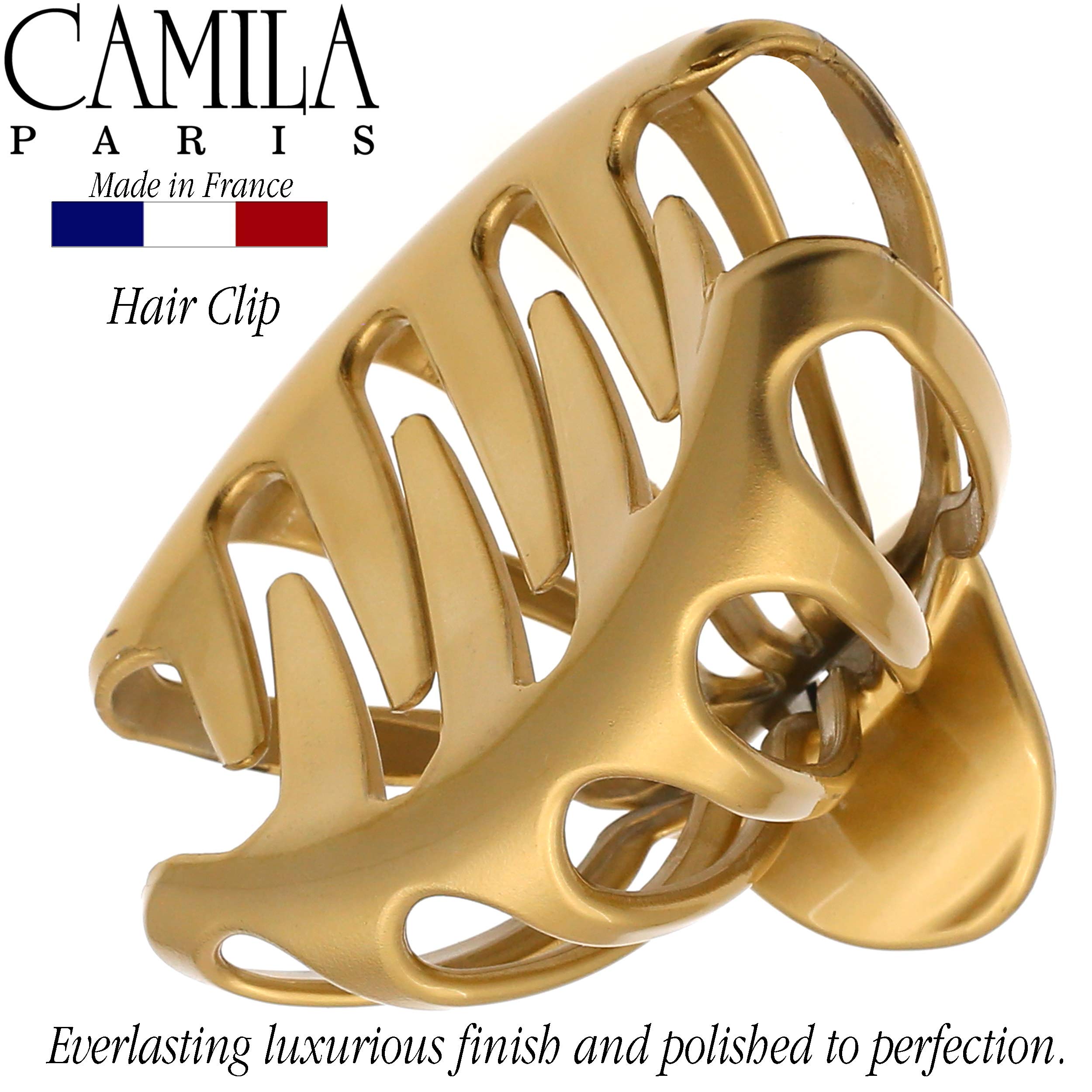Closeup of Camila Paris CP3052 gold octopus clip with durable spring.
