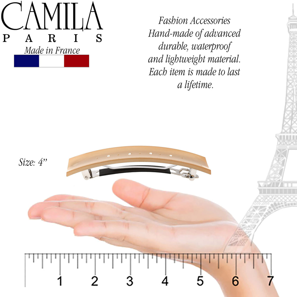 Camila Paris CP3189 secure-hold barrette on thick hair for all-day hold.