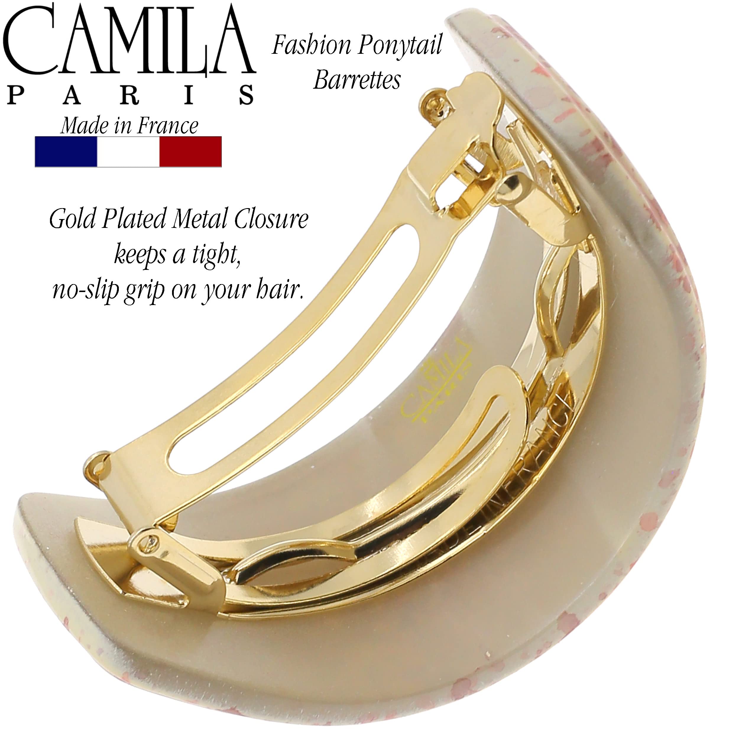 CP3234 beige barrette from Camila Paris showing slip-free grip for daily styling