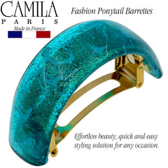 Camila Paris CP3300 turquoise barrette made in France with premium quality.