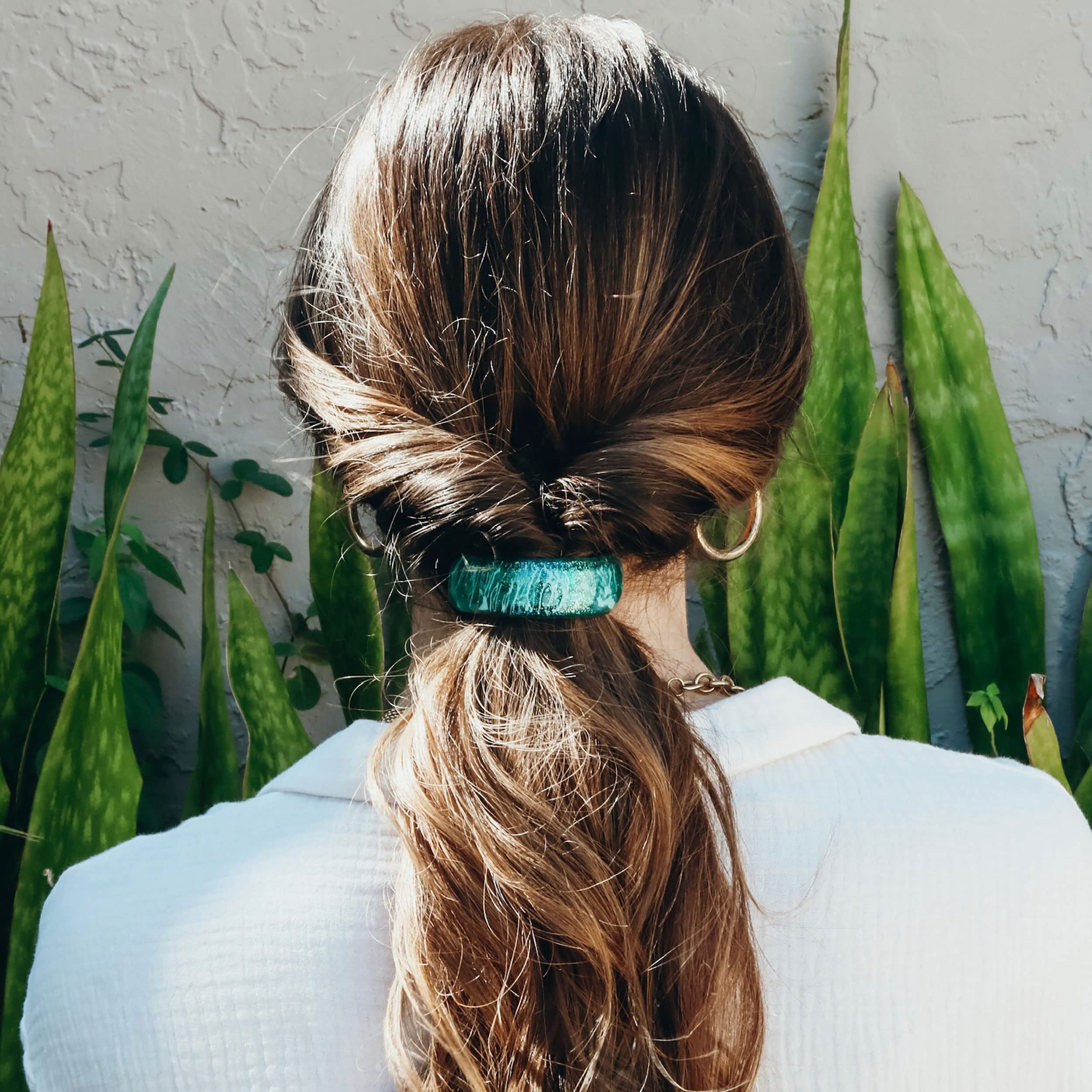 Camila Paris CP3300 turquoise barrette sideview showing sleek design and strong grip.