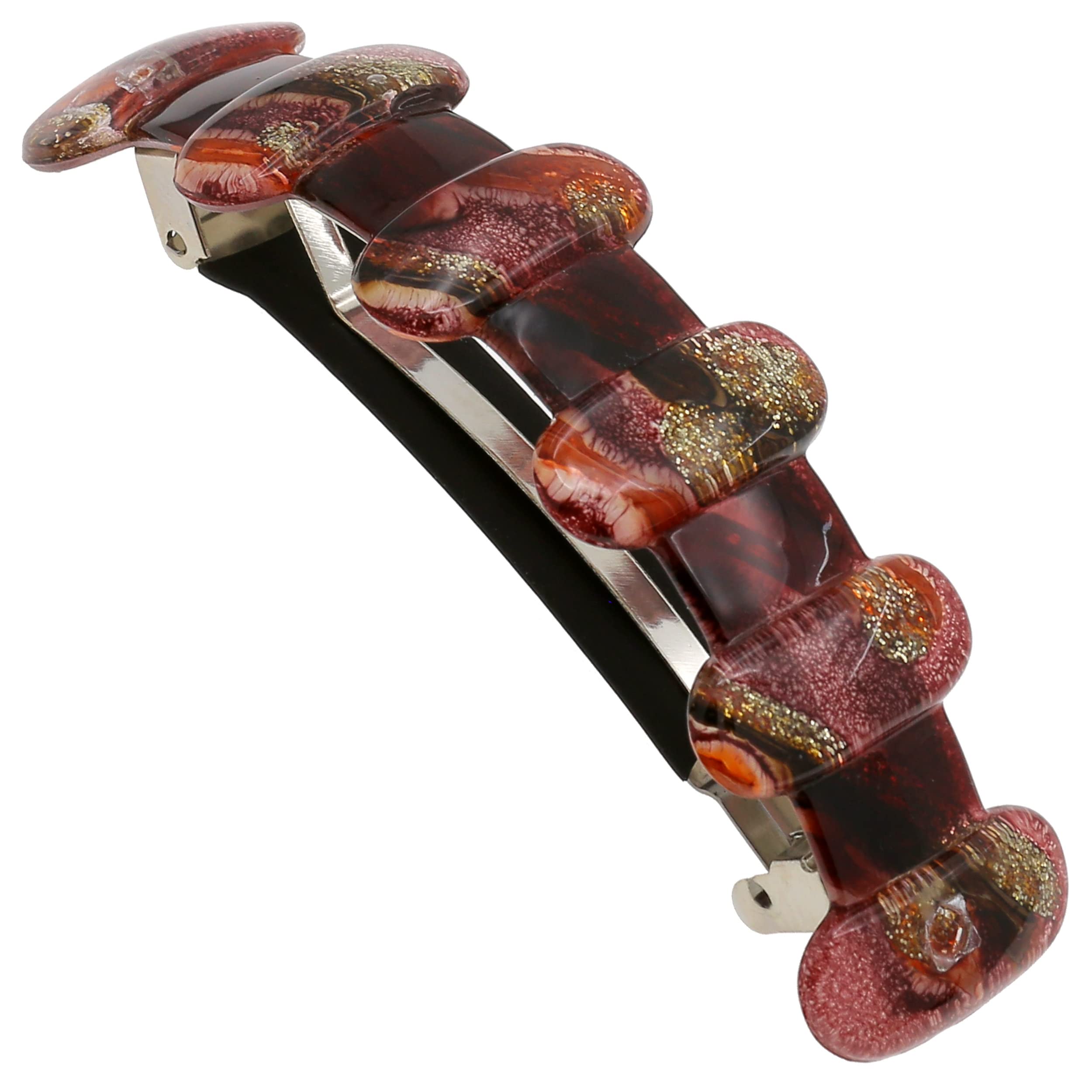 Camila Paris CP3304 burgundy barrette close view with secure grip.