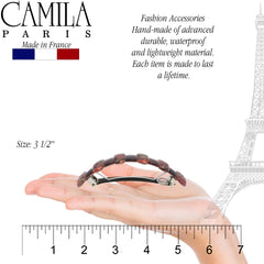 Girls wearing Camila CP3304 barrette for versatile styling all day.
