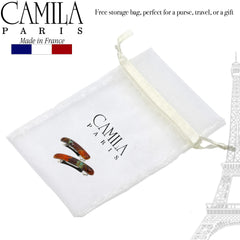 Camila CP3328 orange barrette back view reveals durable cellulose acetate
