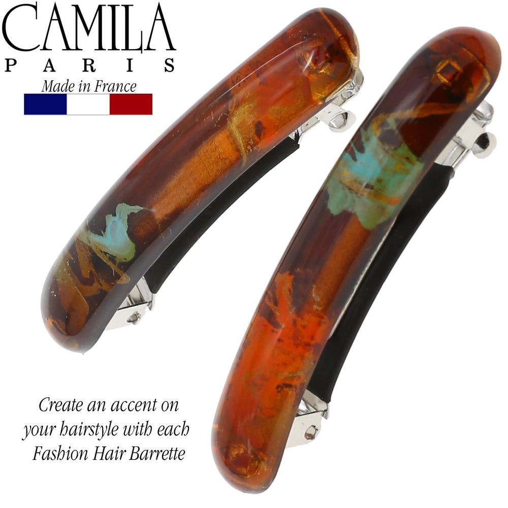 CP3328 orange barrette close-up shows rubberized clasp for grip