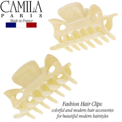 Two CP3512 cream clips set for secure updos and daylong style