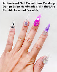 CAMILCY armor-tip nails with silver pink diamonds for elegant flair.
