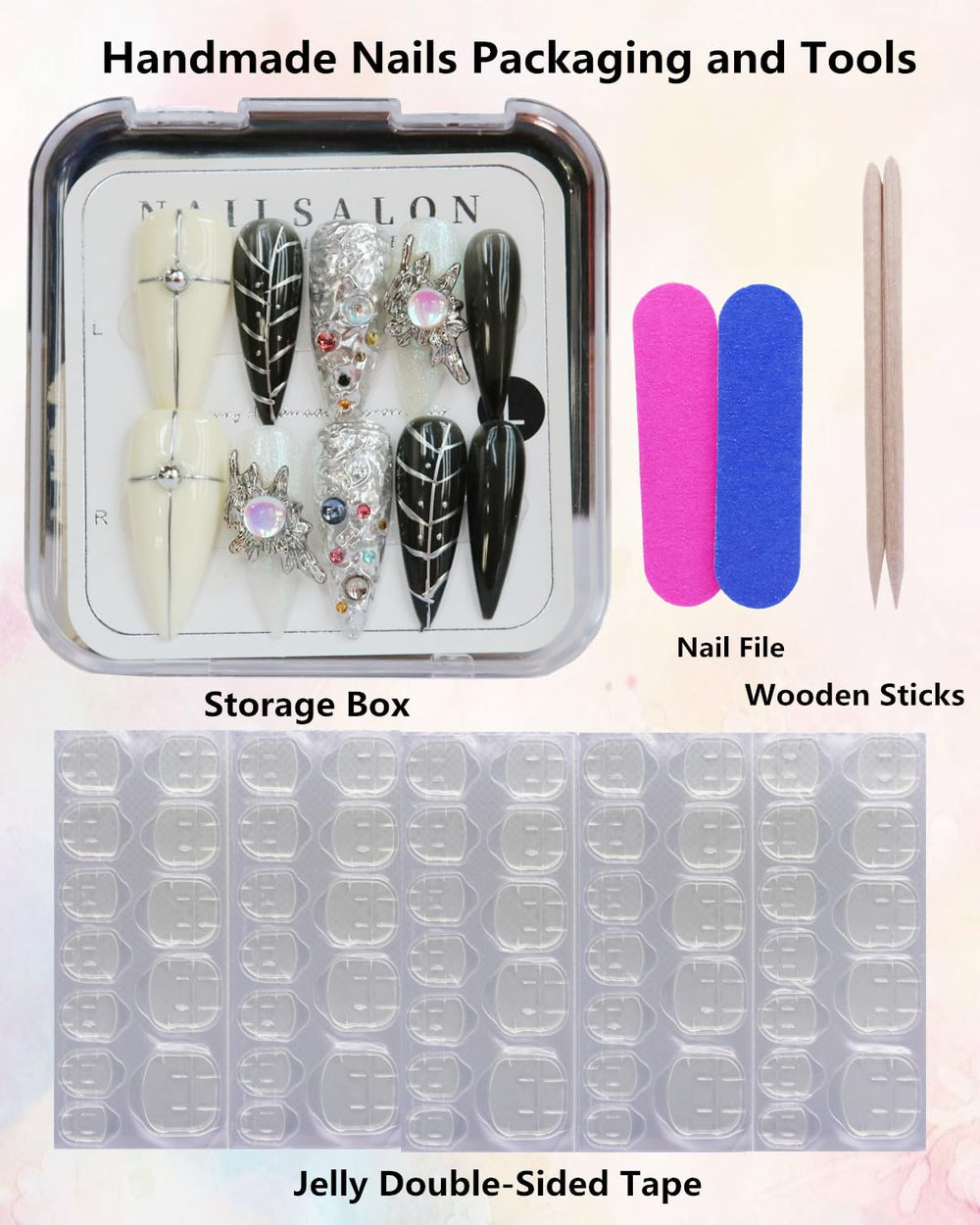 Handmade CAMILCY nails with luxury geluv finish catching light