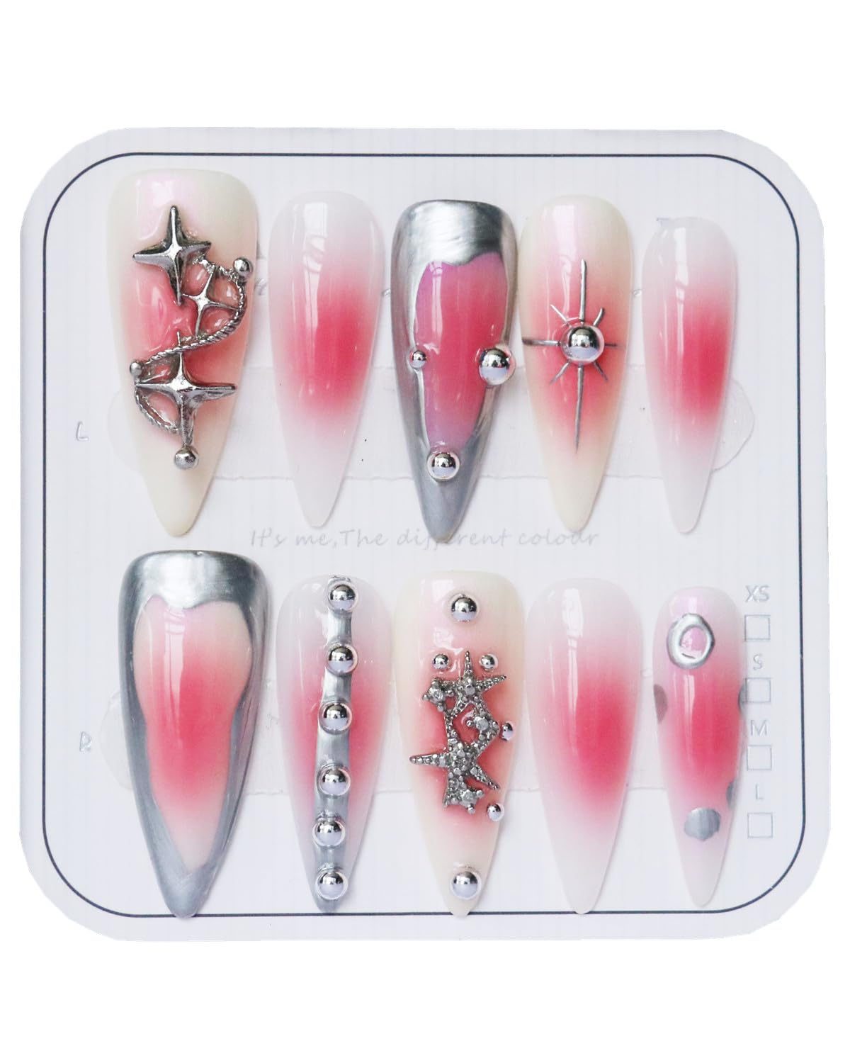 CAMILCY press on nails close-up showing pink diamonds for a luxurious salon-ready finish