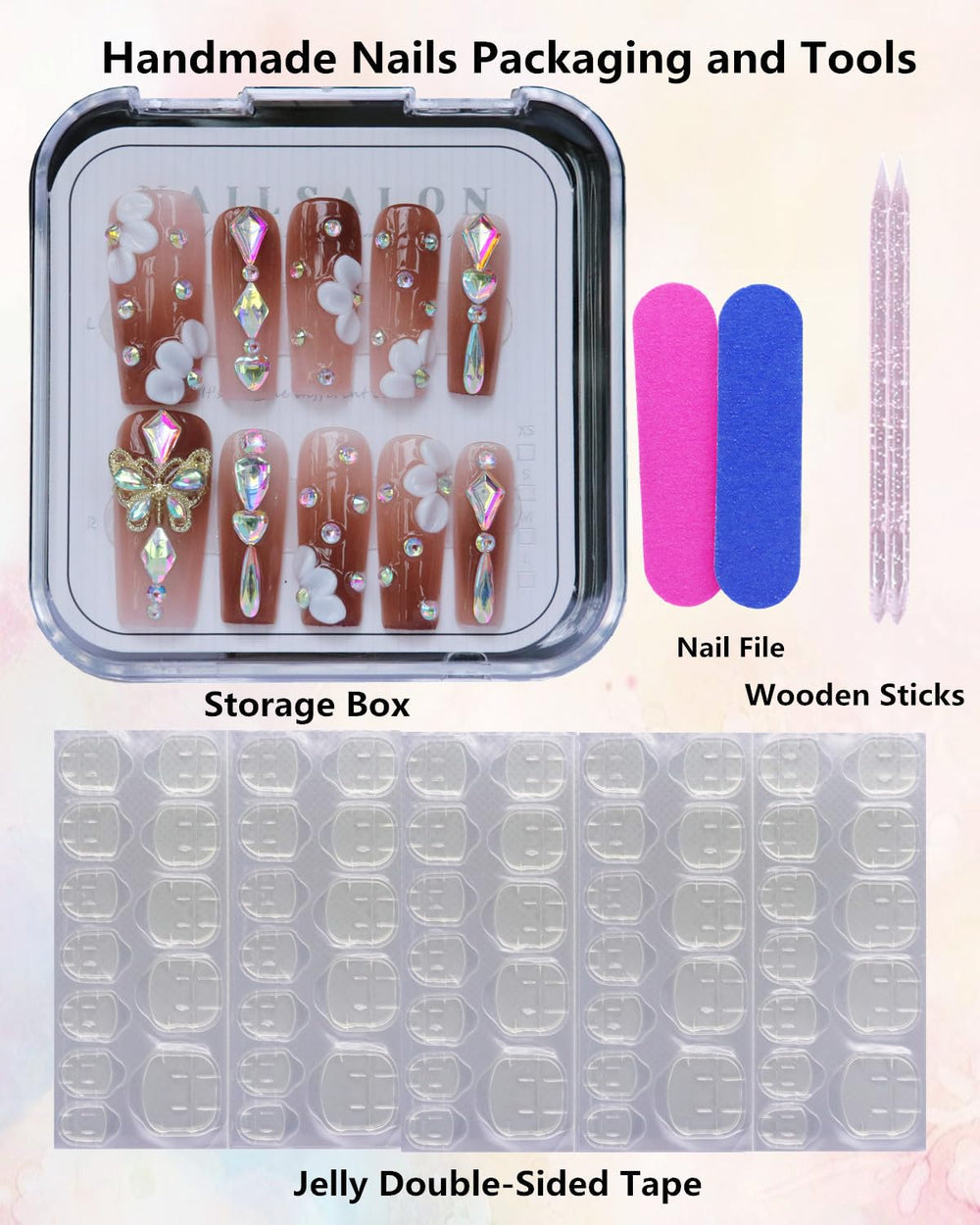 CAMILCY nails with diamond embellishments in close-up detail.