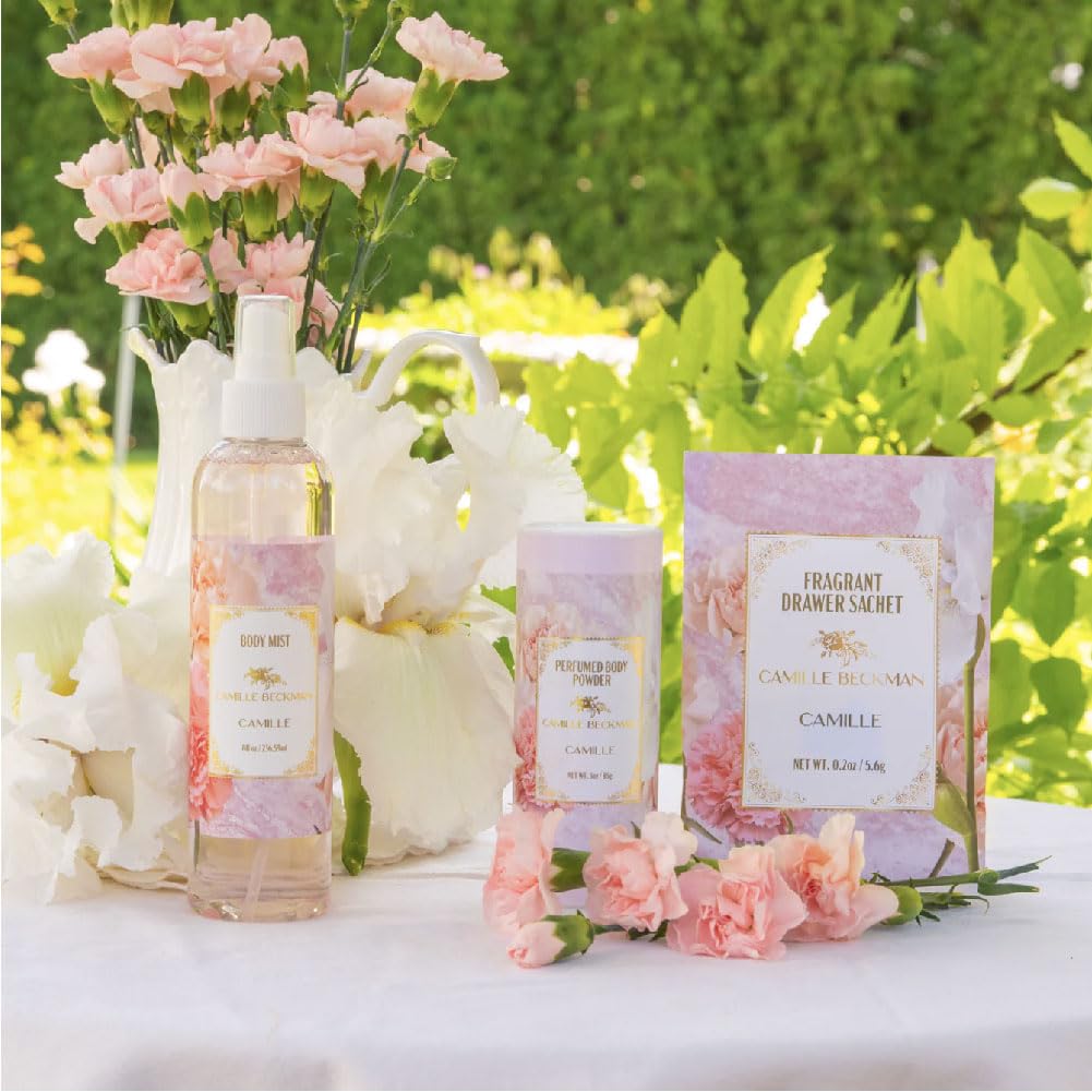 Camille Beckman fragrance notes: carnation, cashmere, white iris.