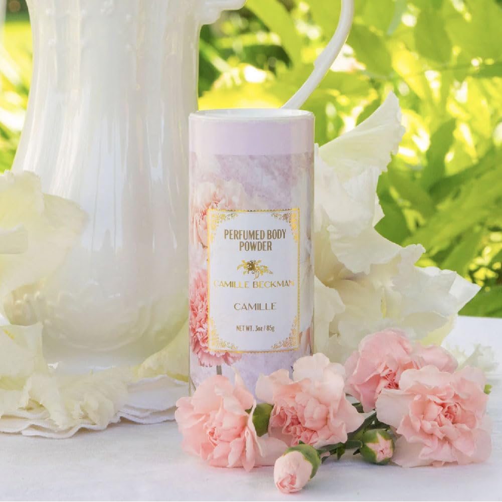 Camille Beckman talc-free base featuring potato and corn starch.