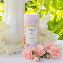 Camille Beckman talc-free base featuring potato and corn starch.