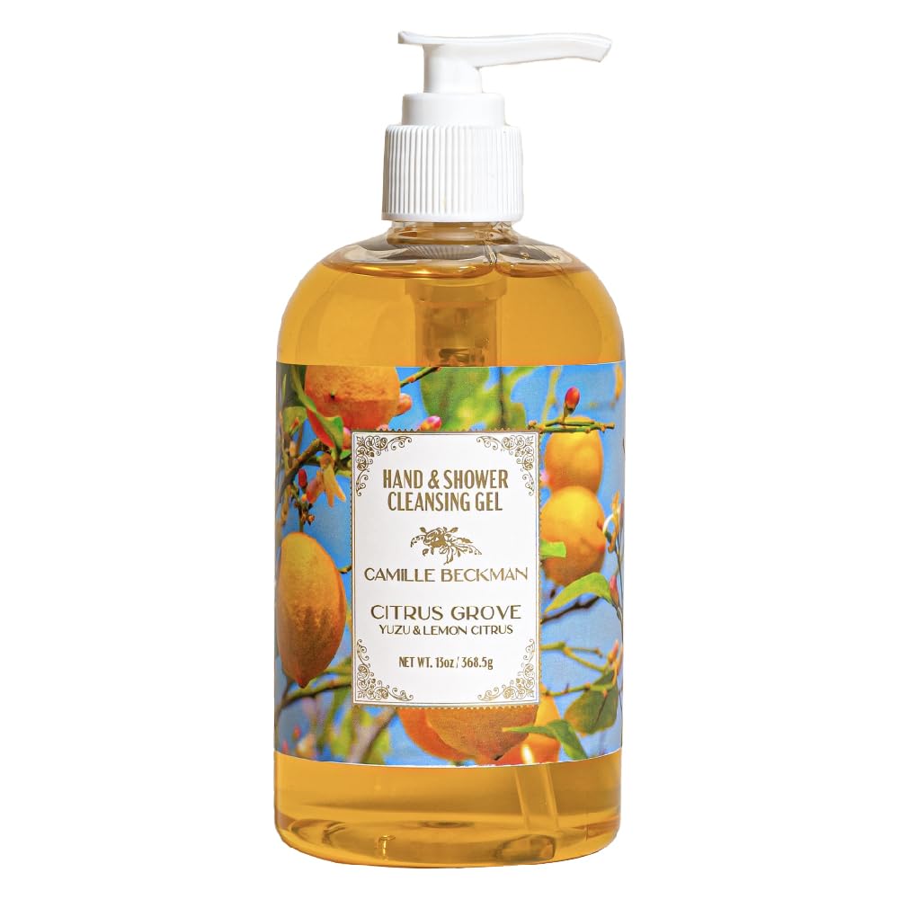 Camille Beckman Citrus Grove hand wash pump delivers gentle cleansing and conditioning.