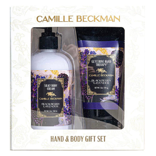 Camille Beckman duet gift box front, inviting pampering moments