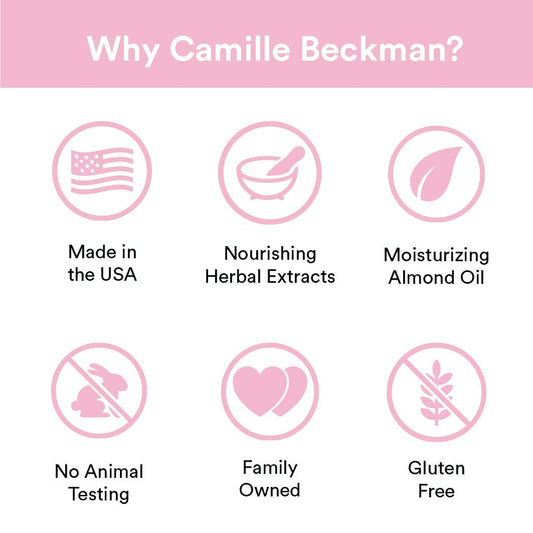 Camille Beckman foot cream texture close-up showing rich, creamy formula for smooth skin.