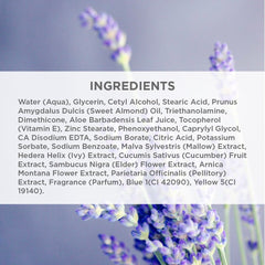 Botanical detail featuring lavender and plant extracts in Camille Beckman formula