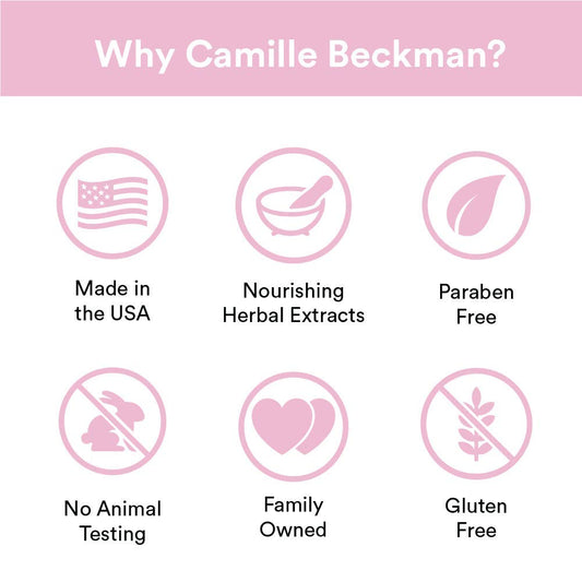 Three Camille Beckman glycerine rosewater bars displayed for easy handling and gifting.