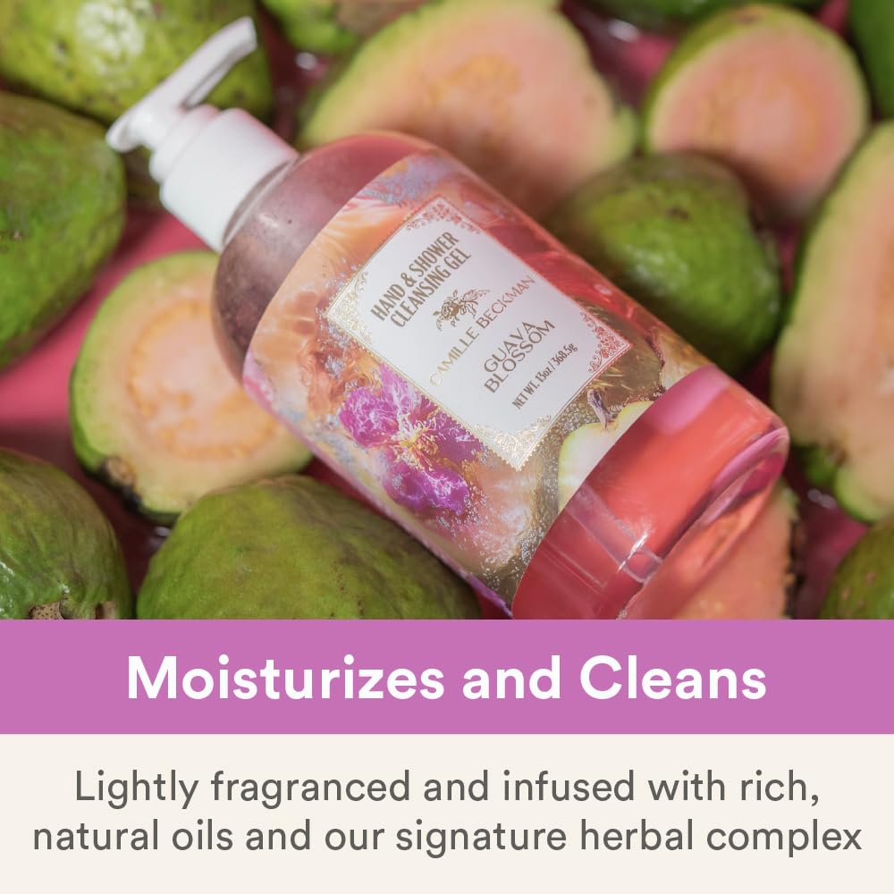 Camille Beckman Guava Blossom ingredients bottle showing aloe vera and provitamin B5.