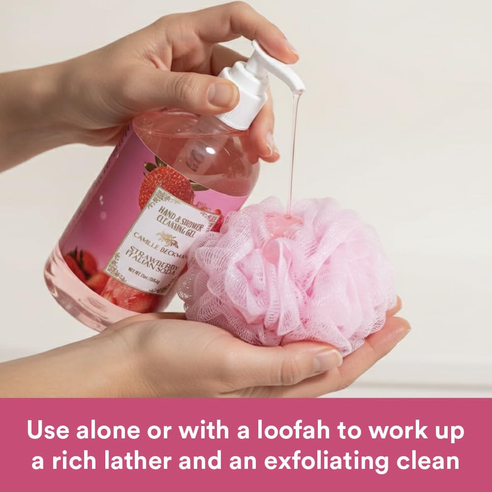 Camille Beckman Strawberry Italian Soda shower-foam texture with rich lather