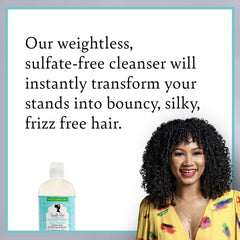 Creamy lather from Camille Rose Coconut Water Shampoo on curls