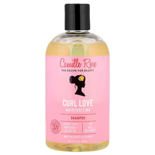 Camille Rose Curl Love shampoo with olive fruit oil cleanses curls and adds gentle hydration