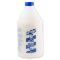 Campbell’s Pre-Mixed Shave Cream bottle pour creates dense, smooth lather.