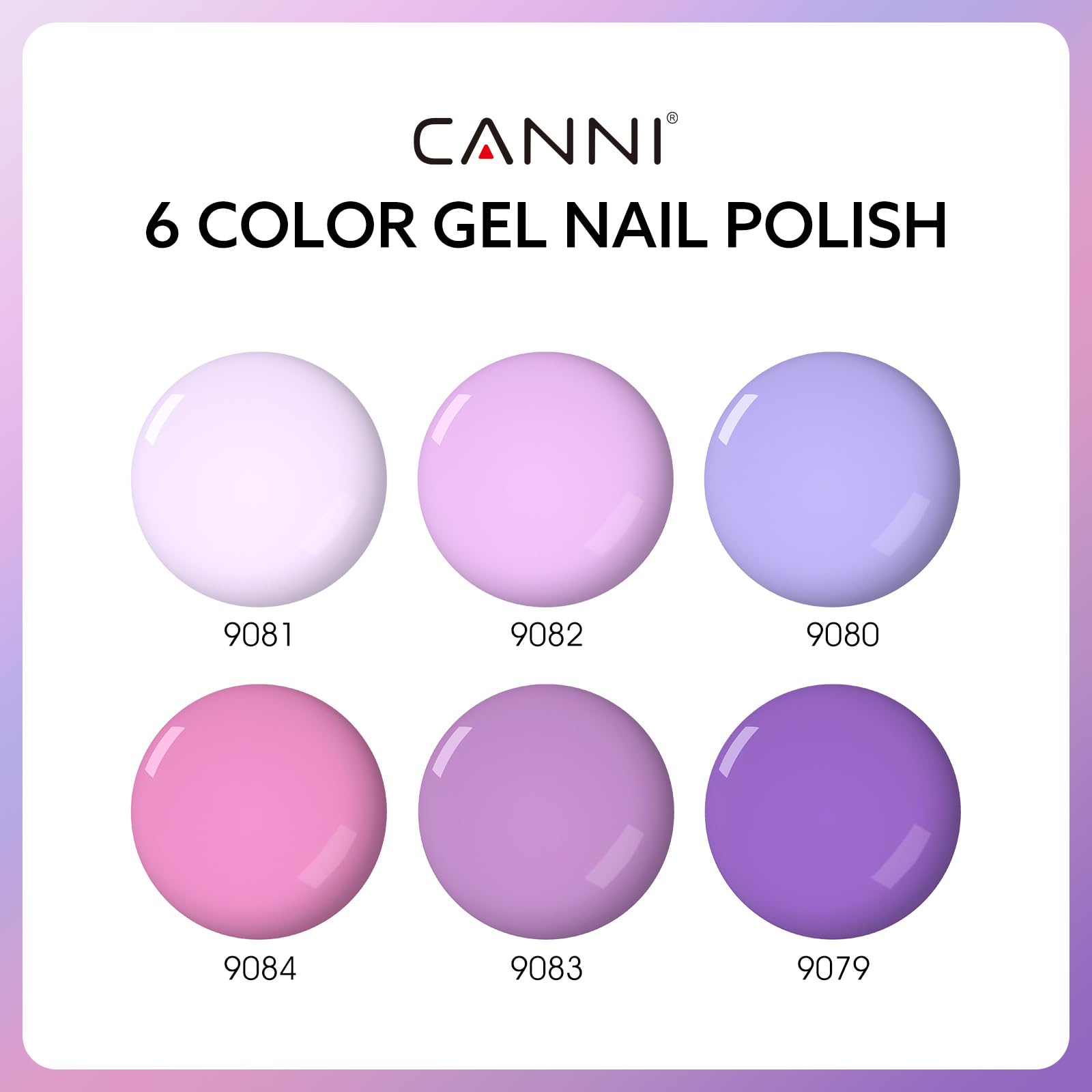 CANNI gel color swatches displaying nine shades for easy selection