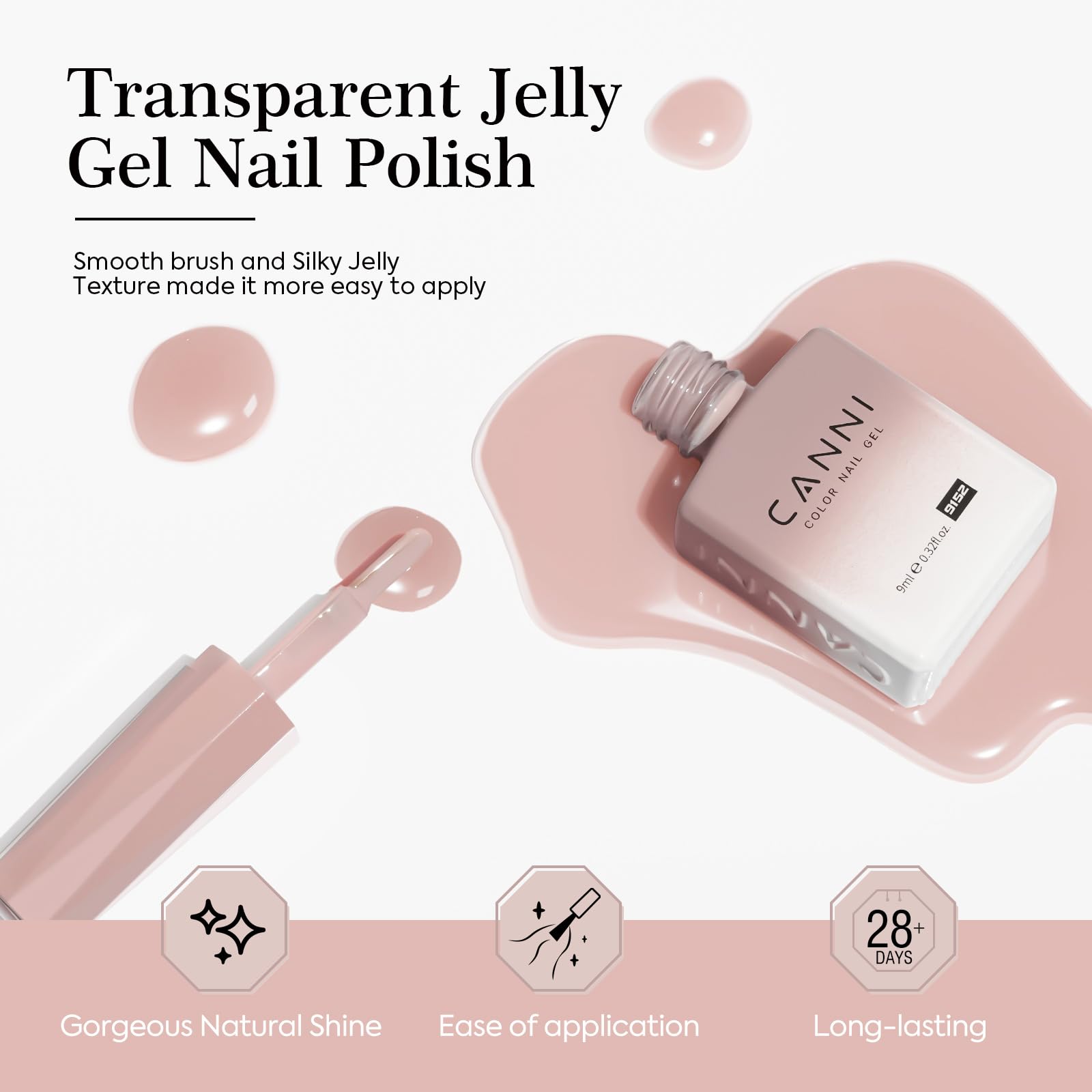 CANNI gel polish bottle set close-up highlights vibrant, translucent pink shades