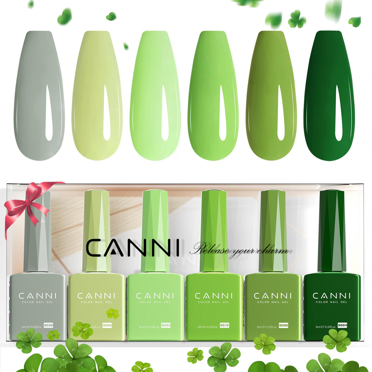 CANNI emerald green gel nail polish set packaging for easy at-home manicure