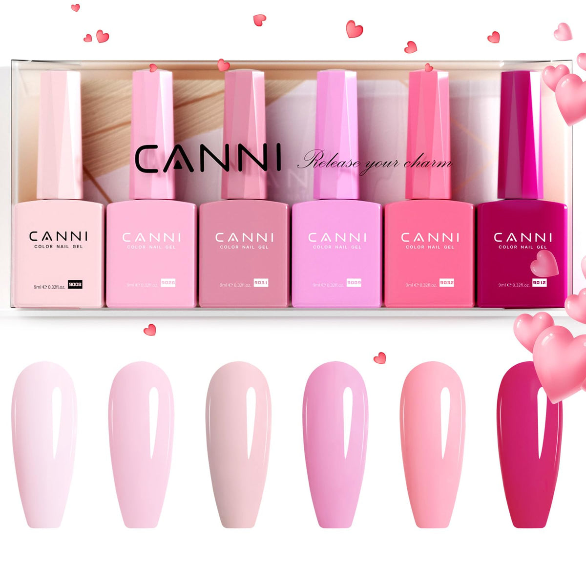 CANNI 9ml Hema-free gel nail polish set showcases six shades for at-home, long-lasting gel manicures