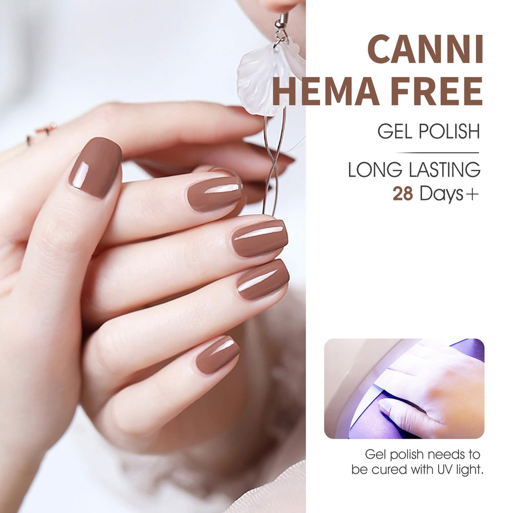 CANNI Brown Nude gel bottle skin‑tone swatch for natural‑looking nails.