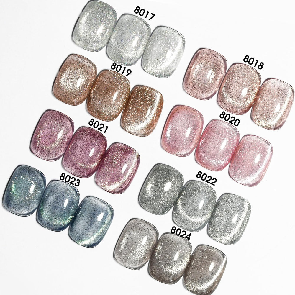 CANNI cat-eye blue gel polish offers dynamic color shift under light.