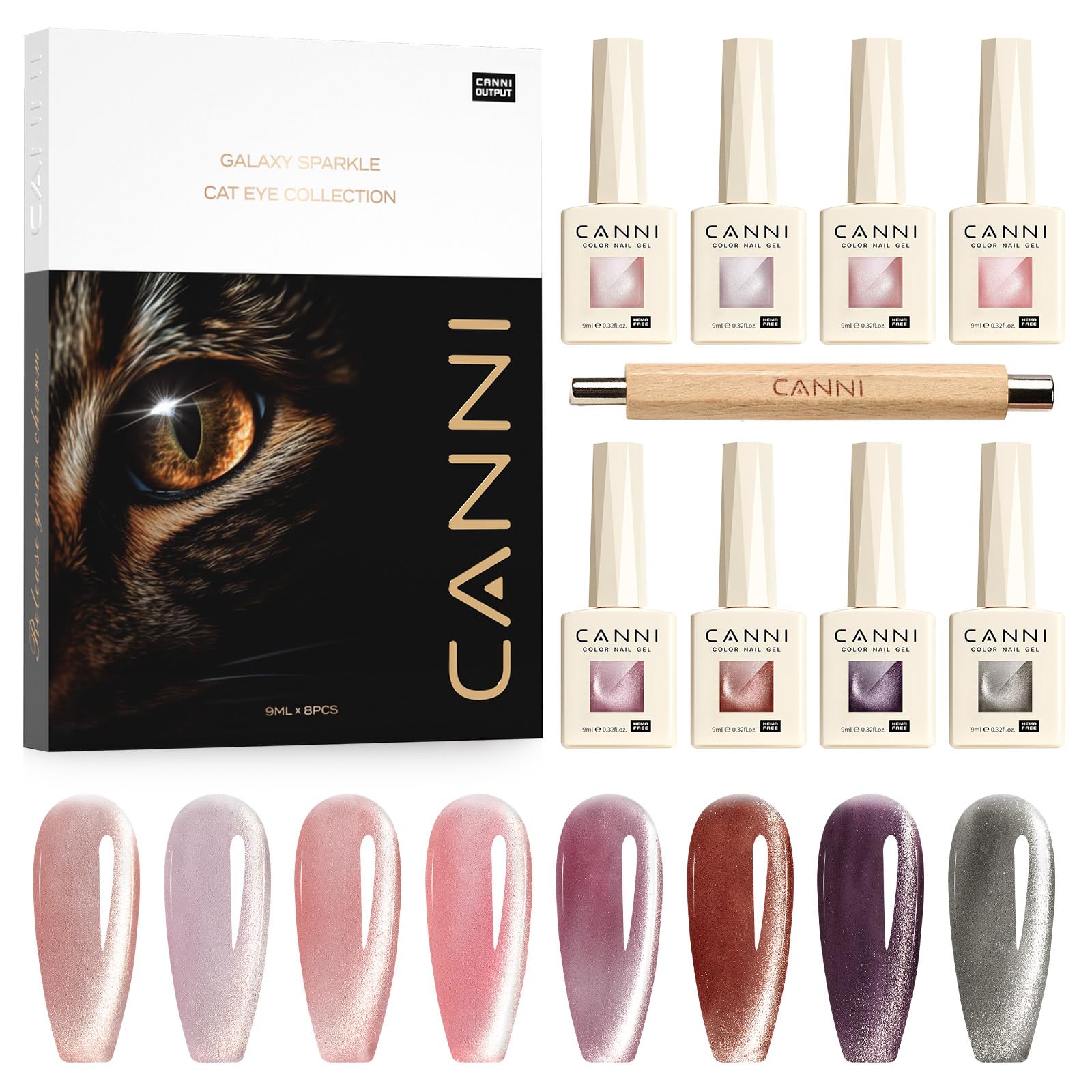 CANNI cat-eye gel polish pink with magnetic shimmer for chic nails