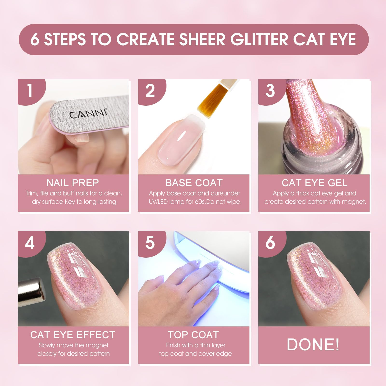 CANNI cat-eye gel polish teal glitter with magnet for festival nails