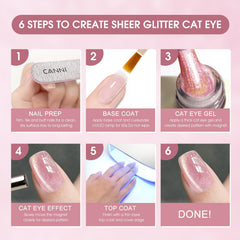 CANNI cat-eye gel polish teal glitter with magnet for festival nails