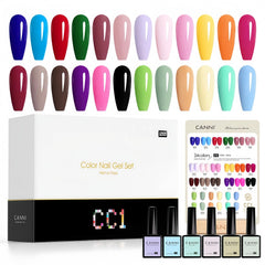 CANNI CC1 30-color gel set displayed for versatile at-home manicures.