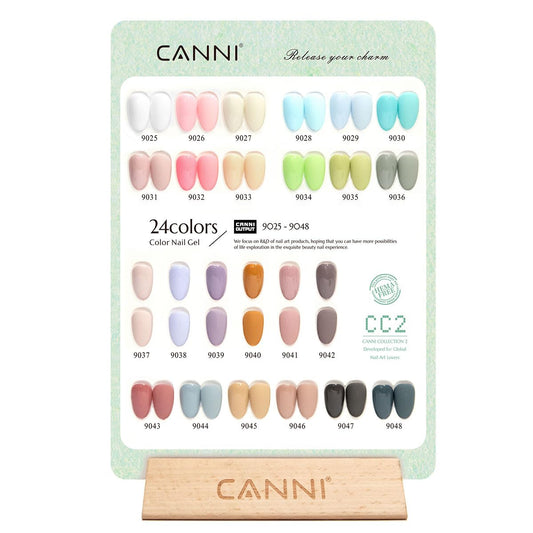 CANNI CC2 color range closeup displays white, pink, nude, and blue pastels